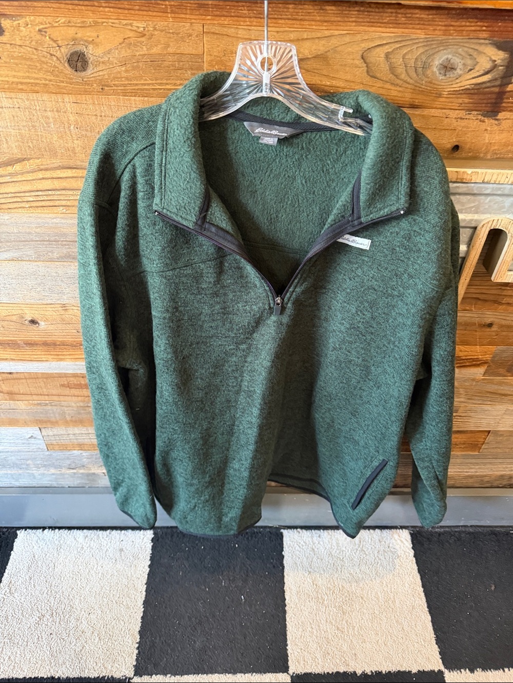 Eddie Bauer Men's Forest Green Half-Zip Fleece Pullover